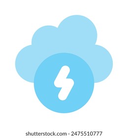 Lightning bolt with cloud, icon of weather thunderstorm in modern style