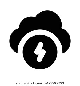 Lightning bolt with cloud, icon of weather thunderstorm in modern style