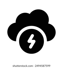 Lightning bolt with cloud, icon of weather thunderstorm in modern style