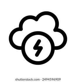 Lightning bolt with cloud, icon of weather thunderstorm in modern style