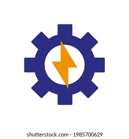 lightning bolt with cog wheel flat icon