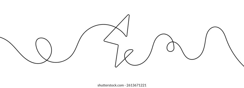 Lightning Bolt Continuous Line Art Illustration, Flash Illustration, continuous line electric icon. Single electric vector. Electric energy icon drawn one vector .Isolated white background.