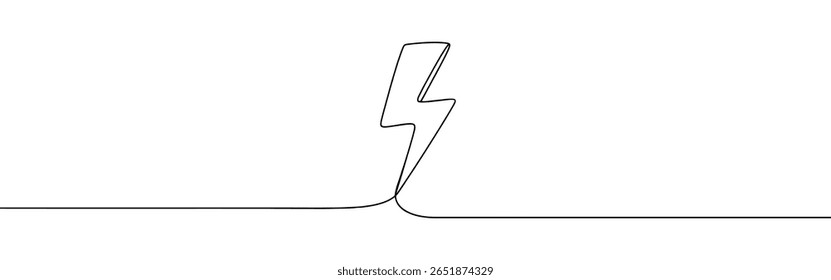 Lightning bolt continuous one line drawing. Thunderbolt, flash, electric power, energy symbol. Vector illustration.