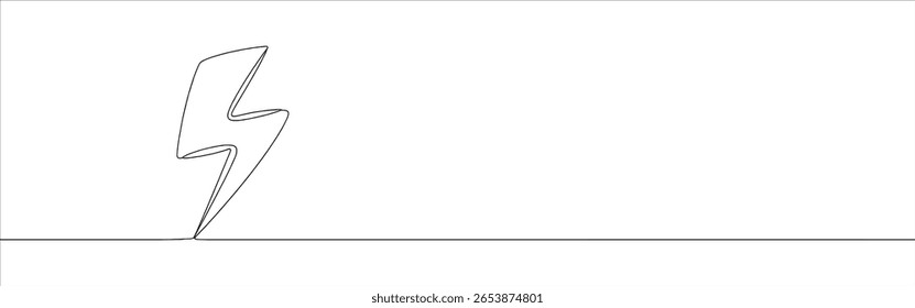 Lightning bolt continuous one line drawing. Thunderbolt, flash, electric power, energy symbol. Vector illustration.