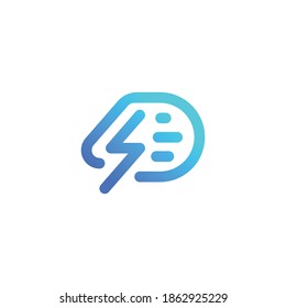Lightning Bolt with D letter and Text, Smart Data Energy Logo Design Vector