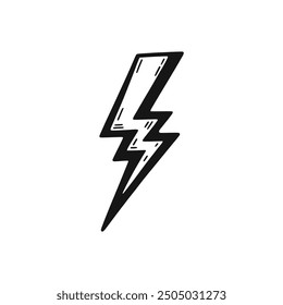 Blitz Bolzen Doodle handgezeichnete Vektorgrafik Schablone Design