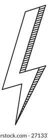 A lightning bolt is drawn in black and white