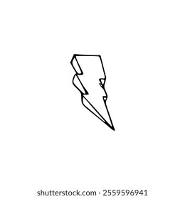 A lightning bolt is drawn in a line on a white background