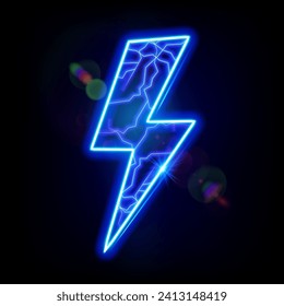 Lightning bolt with electric effect. Electric power. Fast charging. Flash bolt vector background.

