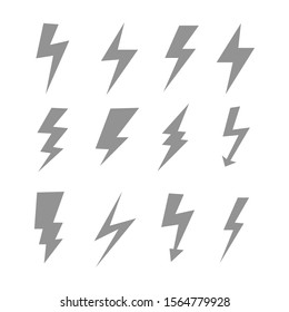Lightning bolt electric icons. Simple set of lightning bolt electric Vector symbols collection on white backgound