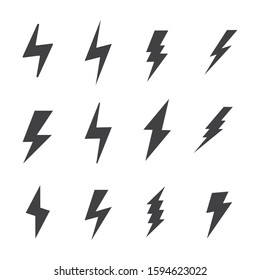 Lightning bolt electric icons. Simple set of lightning bolt electric Vector symbols collection on white backgound