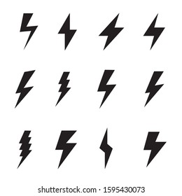 Lightning bolt electric icons. Simple set of lightning bolt electric Vector symbols collection on white backgound