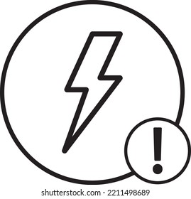 Lightning bolt Electric power flash thunderbolt icon in circle round black color. İcon vector flat style illustration
warning beautiful icon.Electricity energy crisis, warning danger. 
