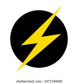 Lightning bolt, Lightning, electric power,  thunderbolt vector, Lightning bolt sign Flat Style  in the  black circle - vector