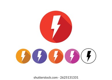 Lightning Bolt Electricity Icons Pack, flat thunderbolt icon, lightning power icon, high voltage icon design
