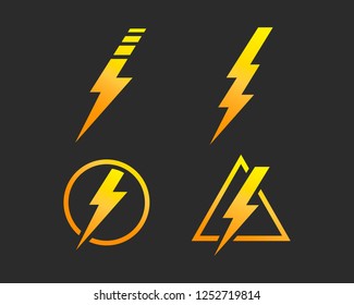 Lightning bolt, electricity power vector set design illustration