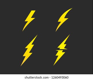 Lightning bolt, electricity power vector set