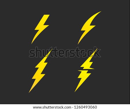 Lightning bolt, electricity power vector set