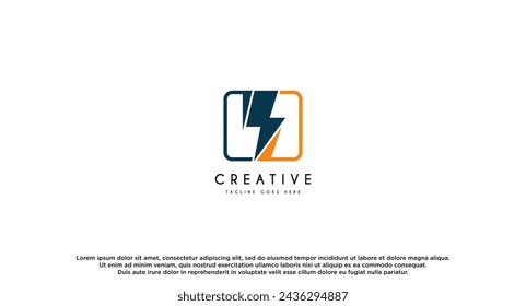 Blitzbolzen Energie Logo Design Vektor-Illustration. elektrisches Logo Design. Geeignet für Geschäfts- und Industrielogos, isoliert auf weißem Hintergrund