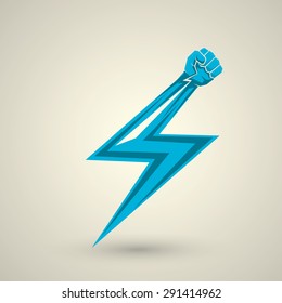  Puño de relámpago. Icono de puño de Vector. Puño de revolución. Concepto de libertad.