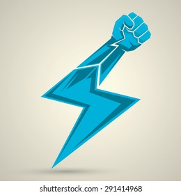  lightning bolt fist. vector fist icon. revolution fist. freedom concept.