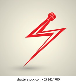  lightning bolt fist. vector fist icon. revolution fist. freedom concept.