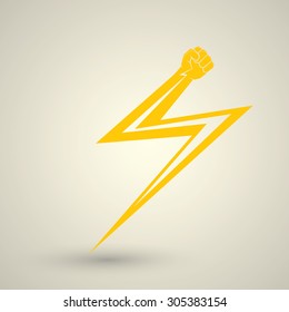 lightning bolt fist. vector fist icon. revolution fist. freedom concept.