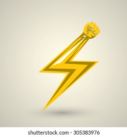lightning bolt fist. vector fist icon. revolution fist. freedom concept.