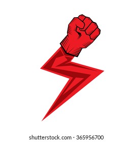 lightning bolt fist. vector fist icon. revolution fist. freedom concept. fast fist logo