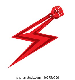 lightning bolt fist. vector fist icon. revolution fist. freedom concept. fast fist logo