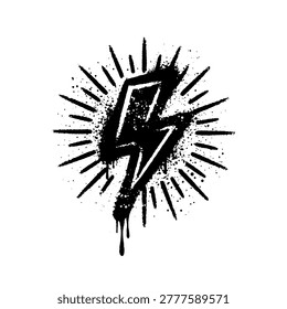 Lightning Bolt Flash Power Stencil Graffiti Spray Paint Urban Art Vector