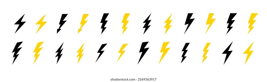 Lightning bolt. Flash symbol. Lightning bolt icons. Thunderbolt pictogram. Thundershock zigzag arrow . Vector