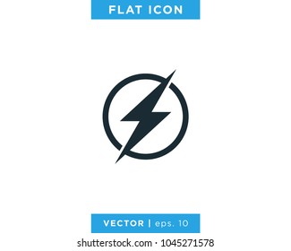 Lightning Bolt Flash Thunder In Circle Icon Vector Logo Template
