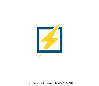 Lightning Bolt Flash Thunder In Square Icon Vector Logo Design Template