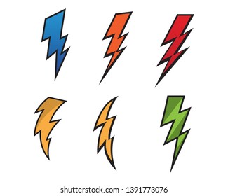 Lightning bolt flash thunderbolt icons vectors