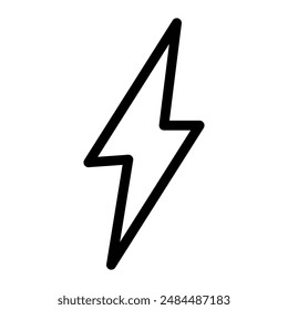 Lightning Bolt Flat Icon isoliert auf transparentem Hintergrund mit schwarzem Strich für Website Dekoration und Grafikressourcen.