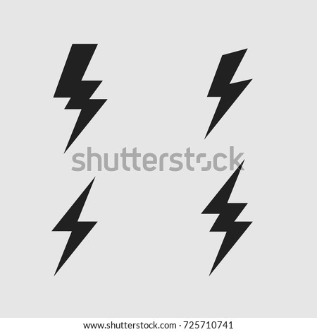 Lightning  bolt flat icons set flat design