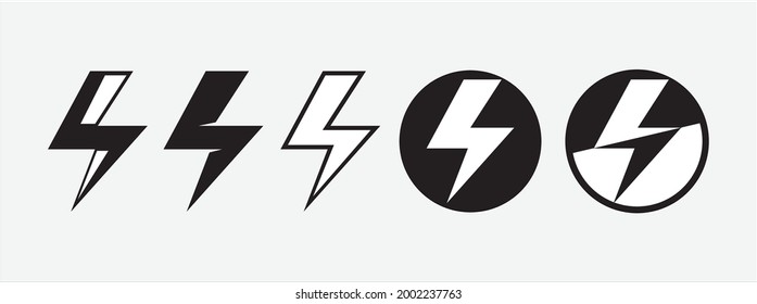 lightning bolt flat vector icon design. Electric spark and electricity power plan symbol vector logo template. Danger electric sign template.