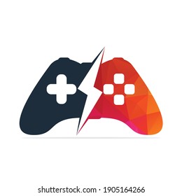 Lightning Bolt gaming logo vector. Joystick logo combination with thunder.