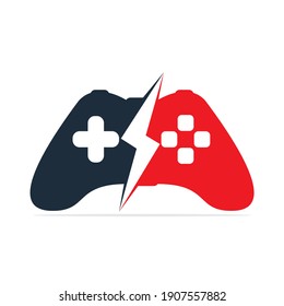 Lightning Bolt gaming logo vector. Joystick logo combination with thunder.