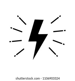 Lightning bolt glyph icon. Electricity sign. Speed and power. Silhouette symbol. Negative space. Vector isolated illustration