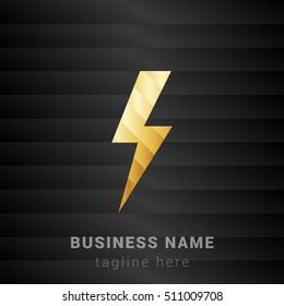 Lightning Bolt Gold and Black silk fashion premium icon / Logo
