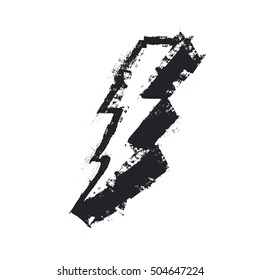 Lightning bolt grunge icon. Grunge design element. Isolated on white