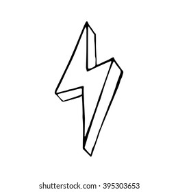 Lightning Bolt Hand Drawn, Vector Doodle Illustration For Design