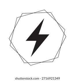 Icono del perno del relámpago en marco geométrico Abstractas. Energía, energía y concepto de logotipo de Tecnología.