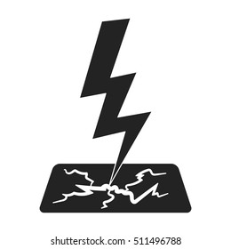 Lightning bolt icon in black style isolated on white background. Weather symbol stock vector illustration.