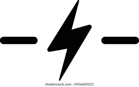 Lightning bolt icon black thunder strike flat style design vector illustration electric shock flash isolated symbol