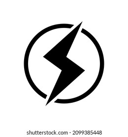Blitzschlagsymbol. Piktogramm mit schwarzem Donblitz. Vektorgrafik einzeln auf weißem Hintergrund. EPS10