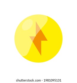 lightning bolt icon button vector. yellow background