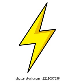 Lightning bolt icon of color style, design vector. Yellow thunder icon isolated on white background.